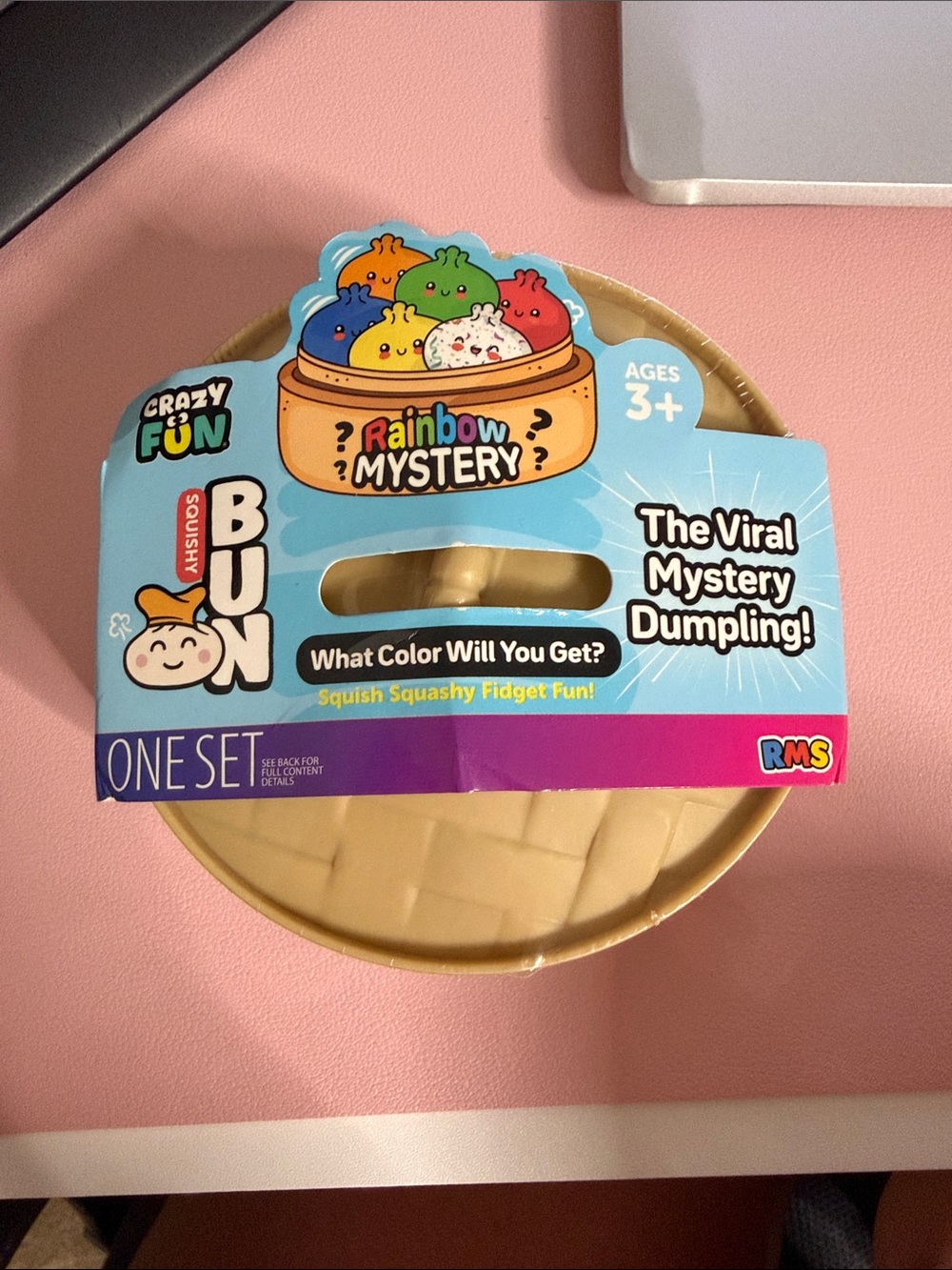 Rainbow Mystery Squishy Bun Dumpling Toy - Blue Packaging